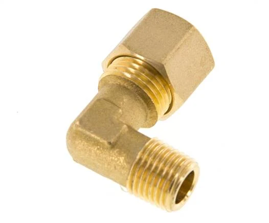 R Raccord à compression coudé 90° en laiton 1/4'' mâle x 10mm 95 Bar DIN EN 1254-2
