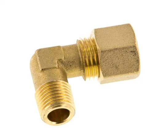 R Raccord à compression coudé 90° en laiton 1/4'' mâle x 10mm 95 Bar DIN EN 1254-2