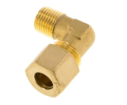 R Raccord à compression coudé 90° en laiton 1/4'' mâle x 10mm 95 Bar DIN EN 1254-2