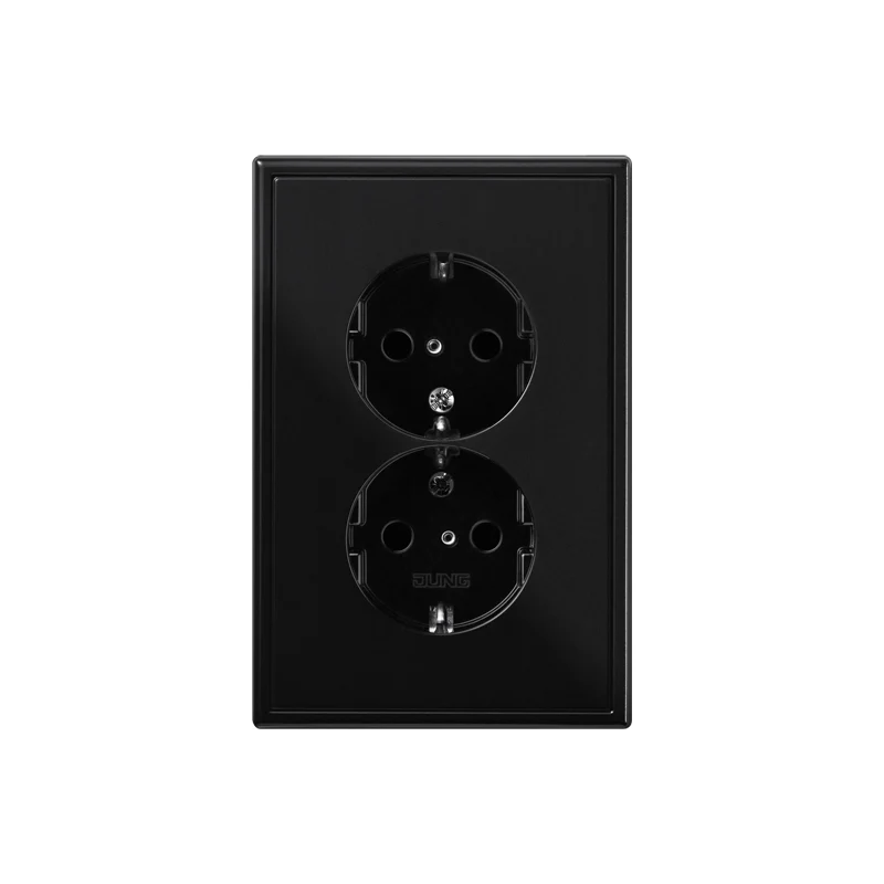 Jung LS990 Prise Double Noire Avec Contact De Sécurité (Prise européenne) - LS5015SW