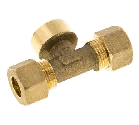 Raccord à compression en T en laiton G 1/2'' x 12mm 75 Bar DIN EN 1254-2