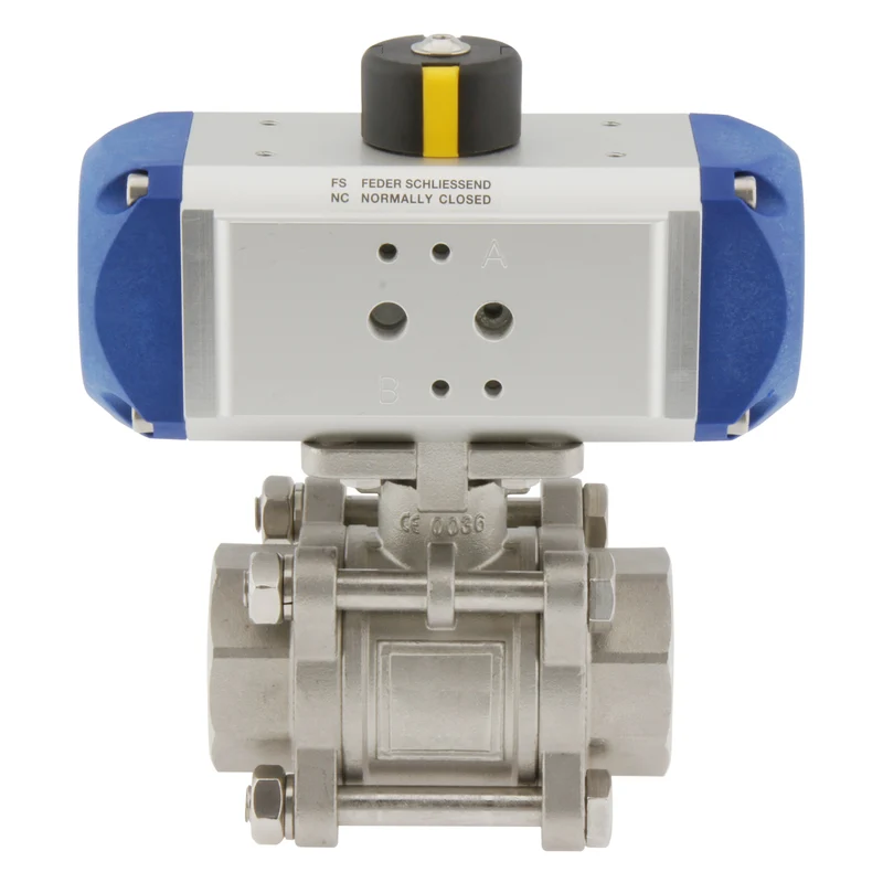 Valve à bille pneumatique G1-1/4'' 2 voies en acier inoxydable ouverte par ressort - BL2SA3