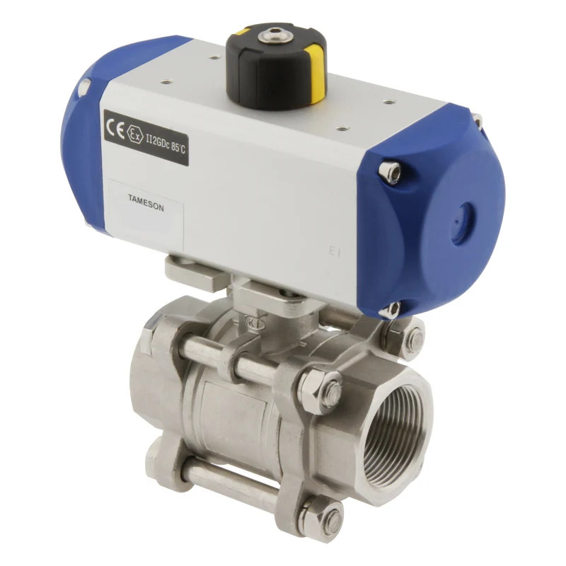 Valve à bille pneumatique G1-1/4'' 2 voies en acier inoxydable ouverte par ressort - BL2SA3