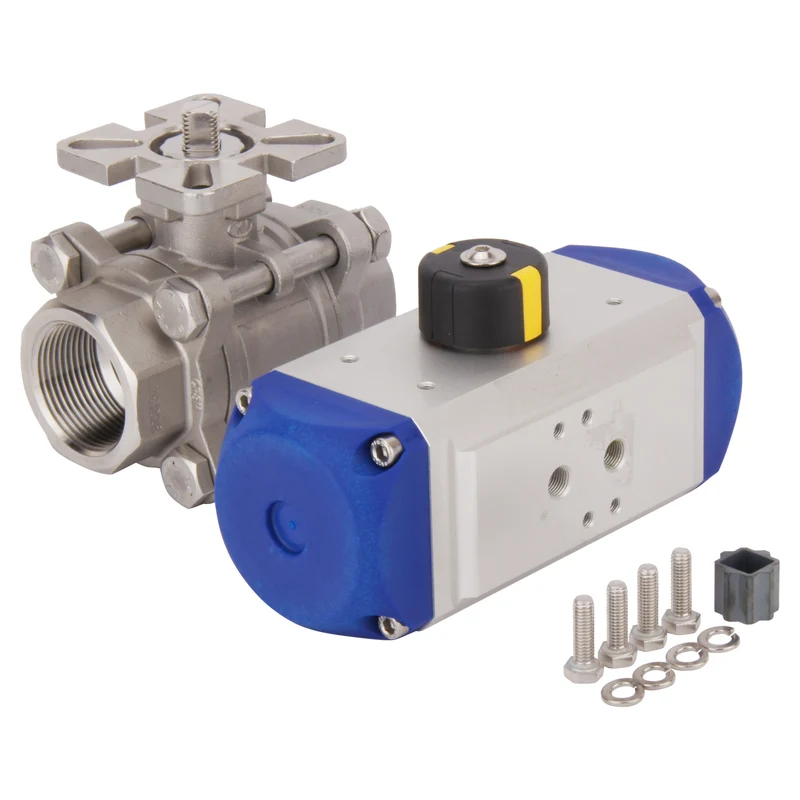 Valve à bille pneumatique G1-1/4'' 2 voies en acier inoxydable ouverte par ressort - BL2SA3