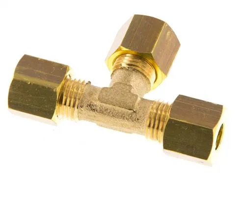 Raccord à compression en Té en laiton 6mm 150 Bar DIN EN 1254-2