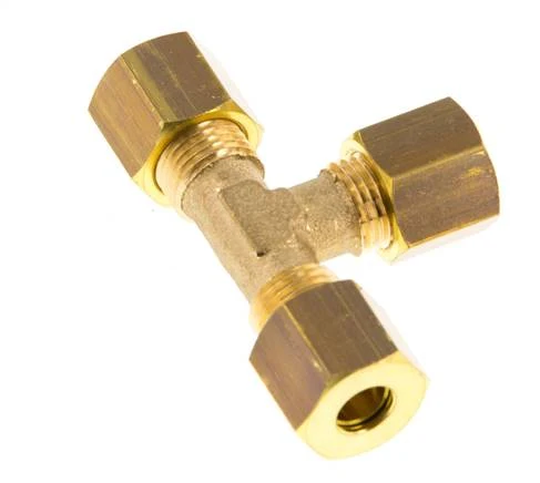 Raccord à compression en Té en laiton 6mm 150 Bar DIN EN 1254-2