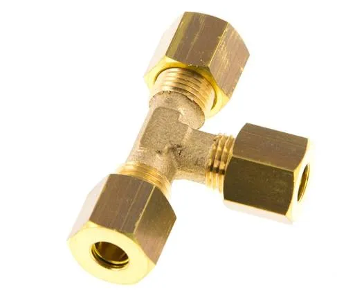 Raccord à compression en Té en laiton 6mm 150 Bar DIN EN 1254-2
