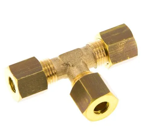 Raccord à compression en Té en laiton 6mm 150 Bar DIN EN 1254-2
