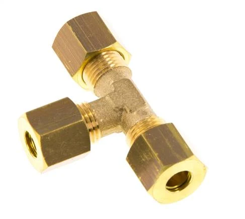 Raccord à compression en Té en laiton 6mm 150 Bar DIN EN 1254-2