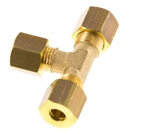 Raccord à compression en Té en laiton 6mm 150 Bar DIN EN 1254-2