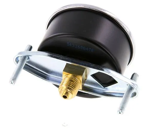 0..0.6 Bar (0..9 psi) Manomètre monté sur panneau Acier/laiton 63 mm Classe 2.5 (support)