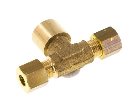 Raccord à compression en T en laiton G 1/4'' x 6mm 150 Bar DIN EN 1254-2