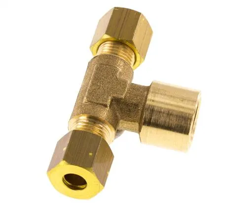 Raccord à compression en T en laiton G 1/4'' x 6mm 150 Bar DIN EN 1254-2