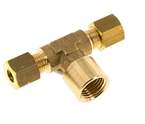 Raccord à compression en T en laiton G 1/4'' x 6mm 150 Bar DIN EN 1254-2