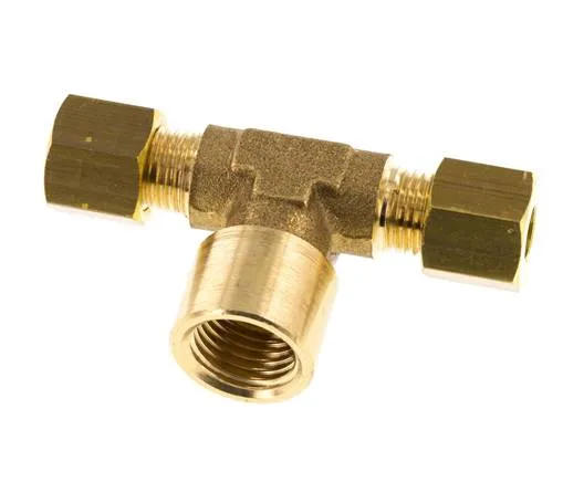 Raccord à compression en T en laiton G 1/4'' x 6mm 150 Bar DIN EN 1254-2