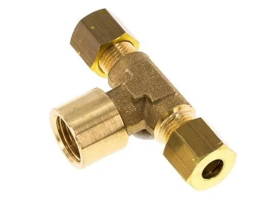 Raccord à compression en T en laiton G 1/4'' x 6mm 150 Bar DIN EN 1254-2