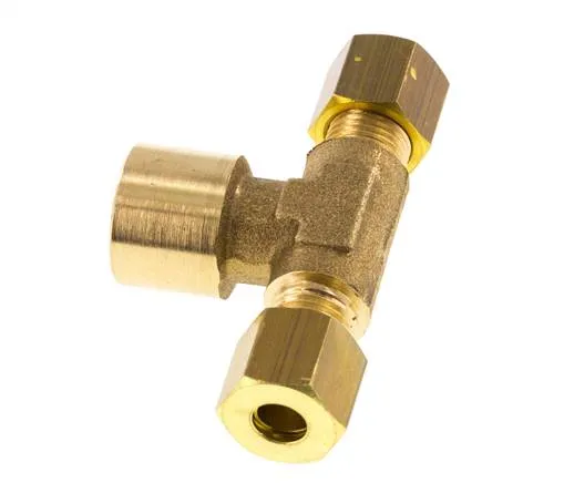 Raccord à compression en T en laiton G 1/4'' x 6mm 150 Bar DIN EN 1254-2