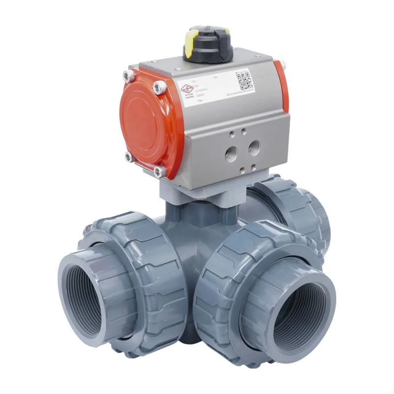Vanne À Bille Pneumatique 50 mm Perçage En L PVC Fermeture Par Ressort