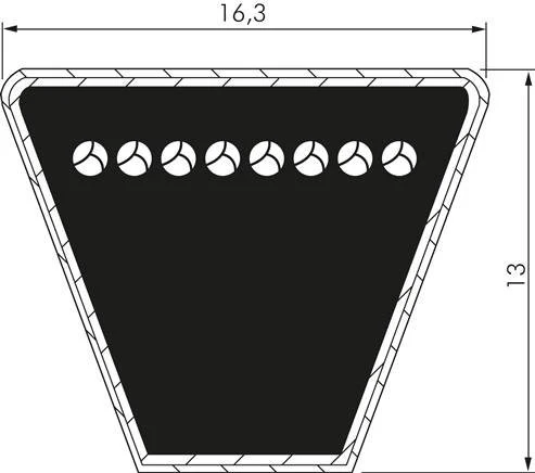 Courroie trapézoïdale étroite métrique SPB 16.3x13 Li-3690mm Ld-3750mm DIN 7753