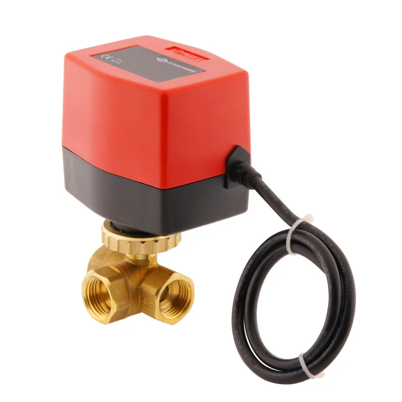 Vanne à bille electrique BW3 1/2'' 3 voies 24V AC 3 points