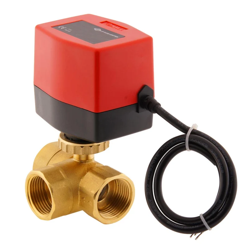 Vanne à bille electrique BW3 1'' 3 voies 24V AC 3 points