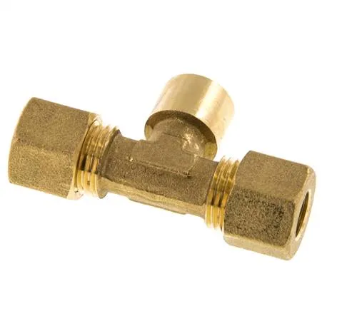 Raccord à compression en T en laiton G 1/4'' x 10mm 95 Bar DIN EN 1254-2