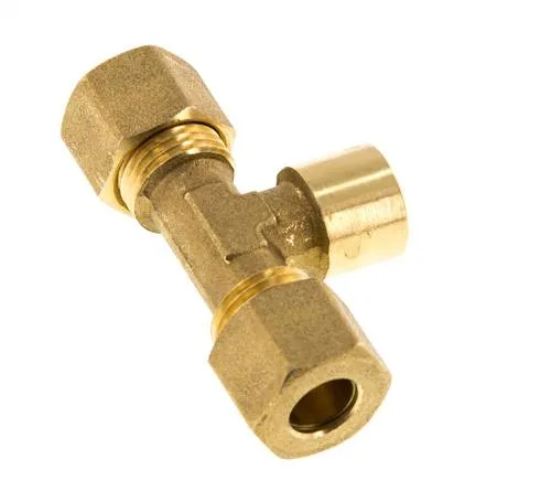 Raccord à compression en T en laiton G 1/4'' x 10mm 95 Bar DIN EN 1254-2