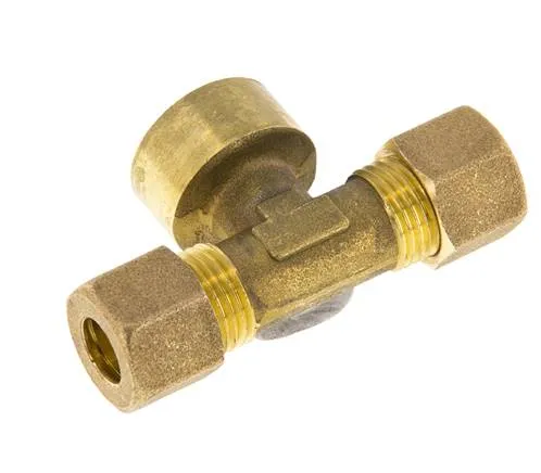 Raccord à compression en T en laiton G 1/2'' x 10mm 95 Bar DIN EN 1254-2