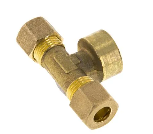Raccord à compression en T en laiton G 1/2'' x 10mm 95 Bar DIN EN 1254-2