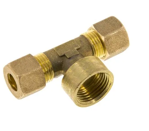 Raccord à compression en T en laiton G 1/2'' x 10mm 95 Bar DIN EN 1254-2