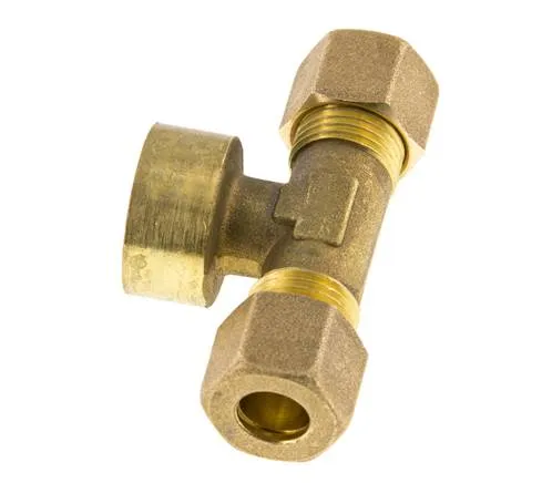 Raccord à compression en T en laiton G 1/2'' x 10mm 95 Bar DIN EN 1254-2