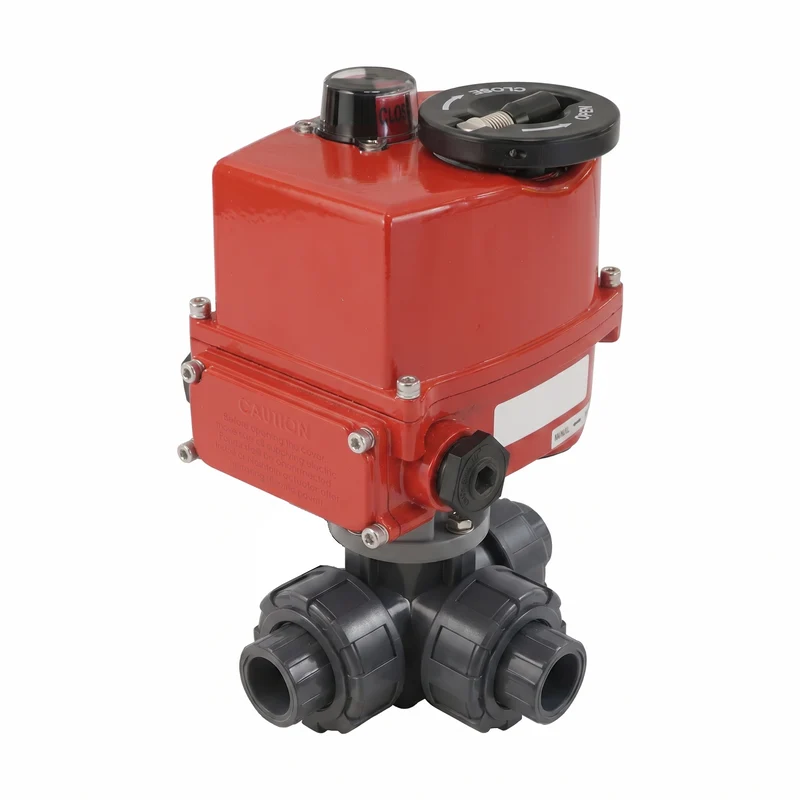 Vanne a bille électrique modulante PVC 3 voies Manchon A Coller 40mm perçage en L 24 V CA/CC