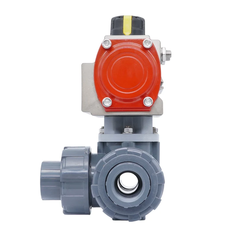G3/4'' Vanne A Bille PVC pneumatique 3 Voies Perçage En L ouverture par ressort