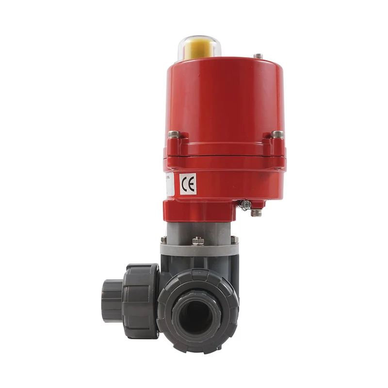 50mm Manchon A Coller vanne motorisée électrique PVC 3 Voies Perçage En T 12 V CA/CC PTFE/EPDM