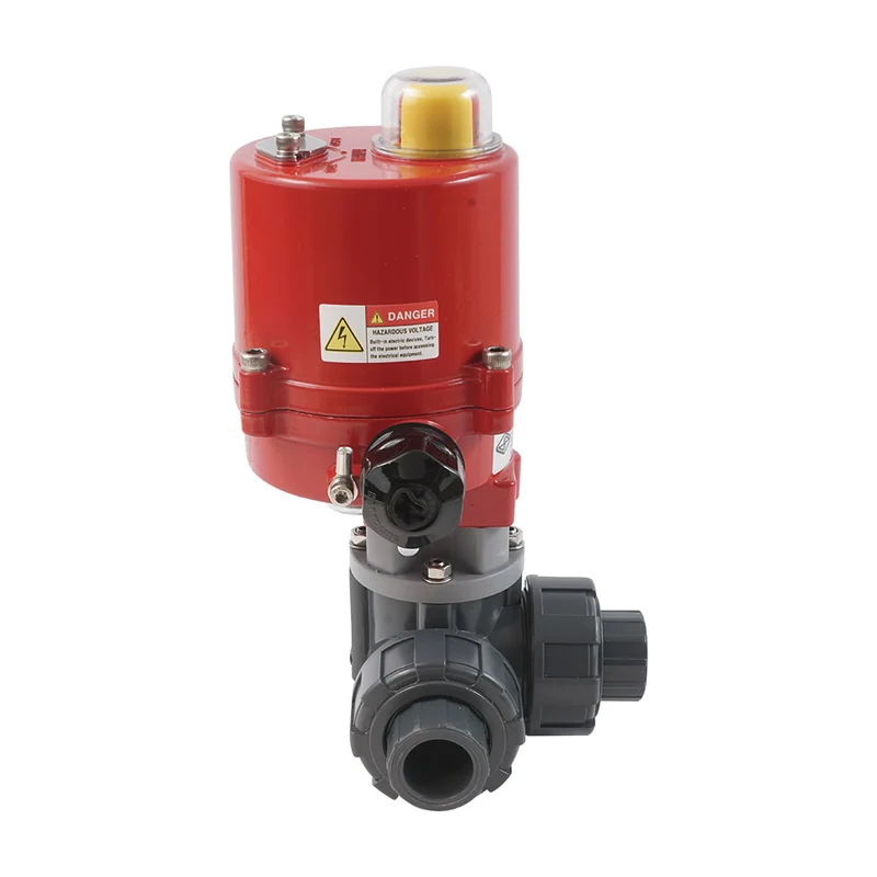 Vanne a bille électrique PVC 3 voies Manchon A Coller 50mm alésage en L 12 V CA/CC PTFE/EPDM