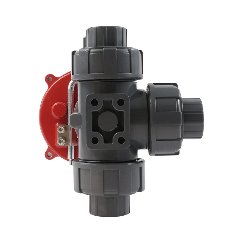 40mm Manchon A Coller vanne motorisée électrique PVC 3 Voies Perçage En T 12 V CA/CC PTFE/EPDM