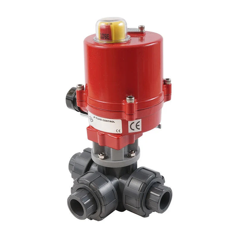 G2'' Vanne A Bille électrique PVC 3 voies alésage en T 100-240 V CA PTFE/EPDM