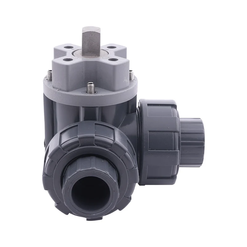 Vanne a bille PVC 3 voies G1'' perçage en L ISO-top F03 10 bar PTFE/EPDM