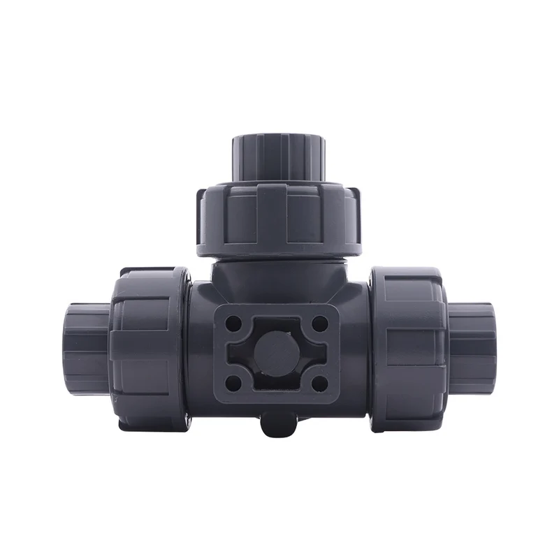 25mm Manchon A Coller Vanne A Bille PVC 3 Voies Perçage En T ISO-Top F03 10 bar PTFE/EPDM