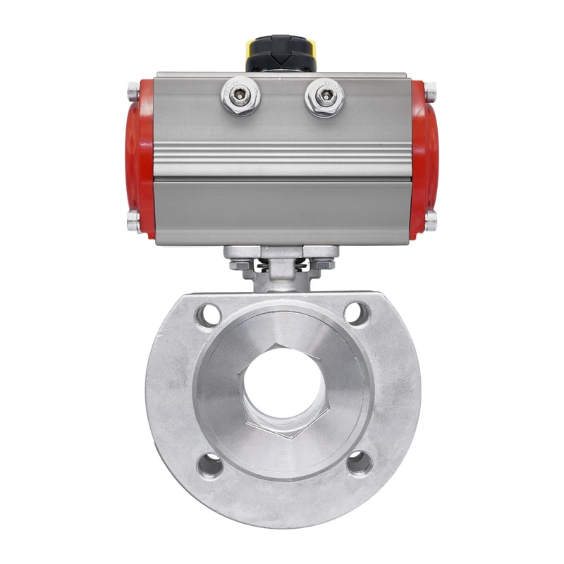 DN20 PN40 Vanne à Bille 2 Voies à Brides, 1 Pièce, en Acier Inoxydable avec Actionneur Pneumatique Double Effet