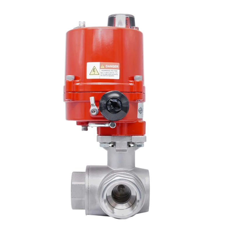 Rp 3/4'' Vanne à Bille 3 Voies L-Port en Acier Inoxydable avec Actionneur Électrique 24 V AC/DC