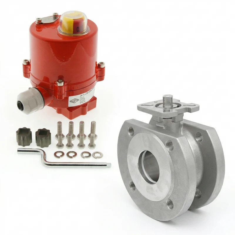 DN25 PN40 Vanne à Bille 2 Voies à Brides, 1 Pièce, en Acier Inoxydable avec Actionneur Électrique 100-240 V AC