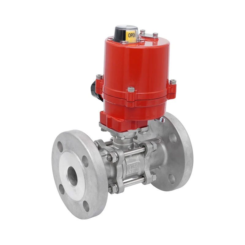 DN15 PN40 Vanne à Bille 2 Voies à Brides, 3 Pièces, en Acier Inoxydable avec Actionneur Électrique 12 V AC/DC
