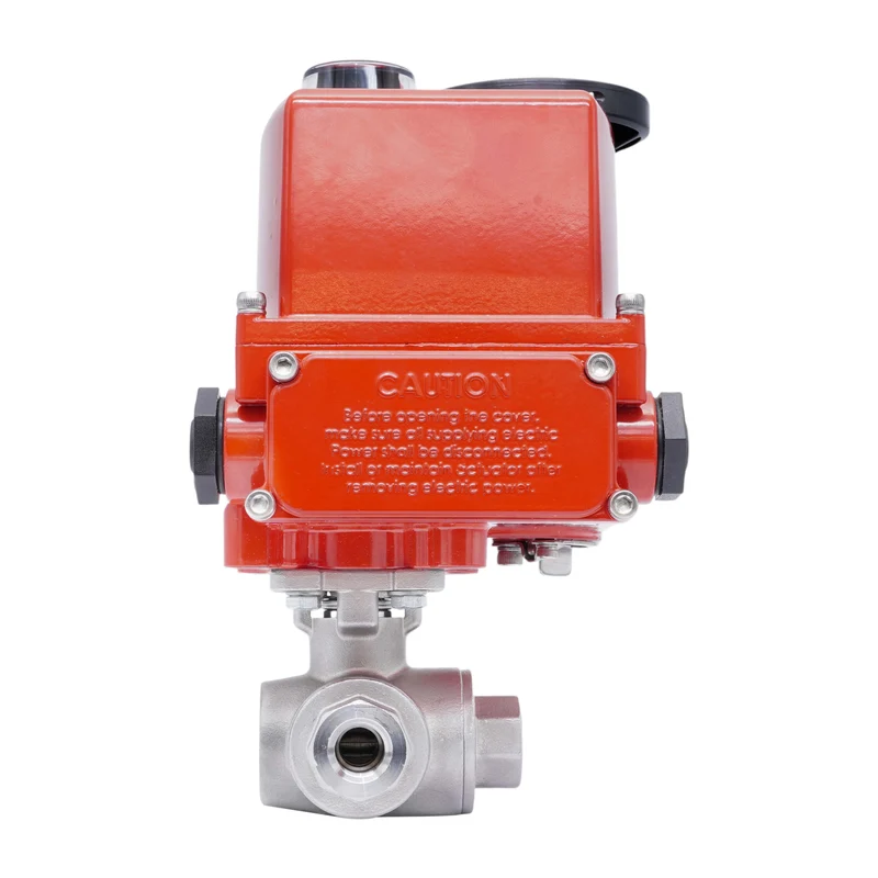 Rp 3/4'' Vanne à Bille 3 Voies L-Port en Acier Inoxydable avec Actionneur Électrique Modulant 24 V AC/DC