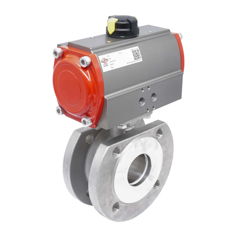 DN15 PN40 Vanne à Bille 2 Voies à Brides, 1 Pièce, en Acier Inoxydable avec Actionneur Pneumatique à Rappel par Ressort, Normalement Fermée