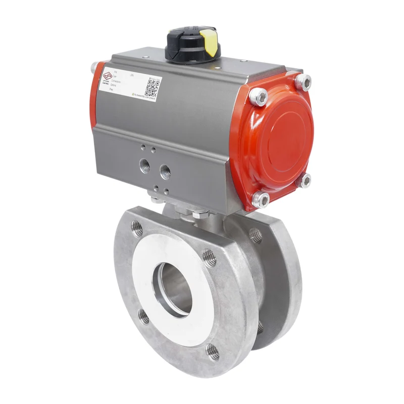 DN20 PN40 Vanne à Bille 2 Voies à Brides, 1 Pièce, en Acier Inoxydable avec Actionneur Pneumatique à Rappel par Ressort, Normalement Ouverte
