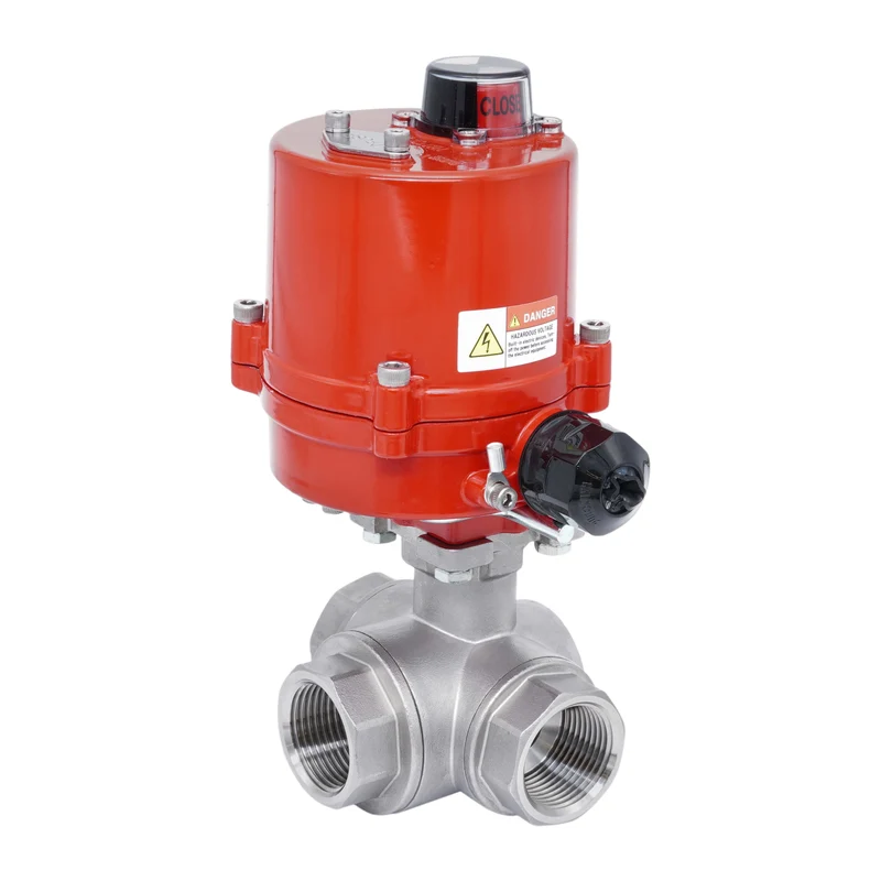 Rp 1'' Vanne à Bille 3 Voies T-Port en Acier Inoxydable avec Actionneur Électrique 24 V AC/DC