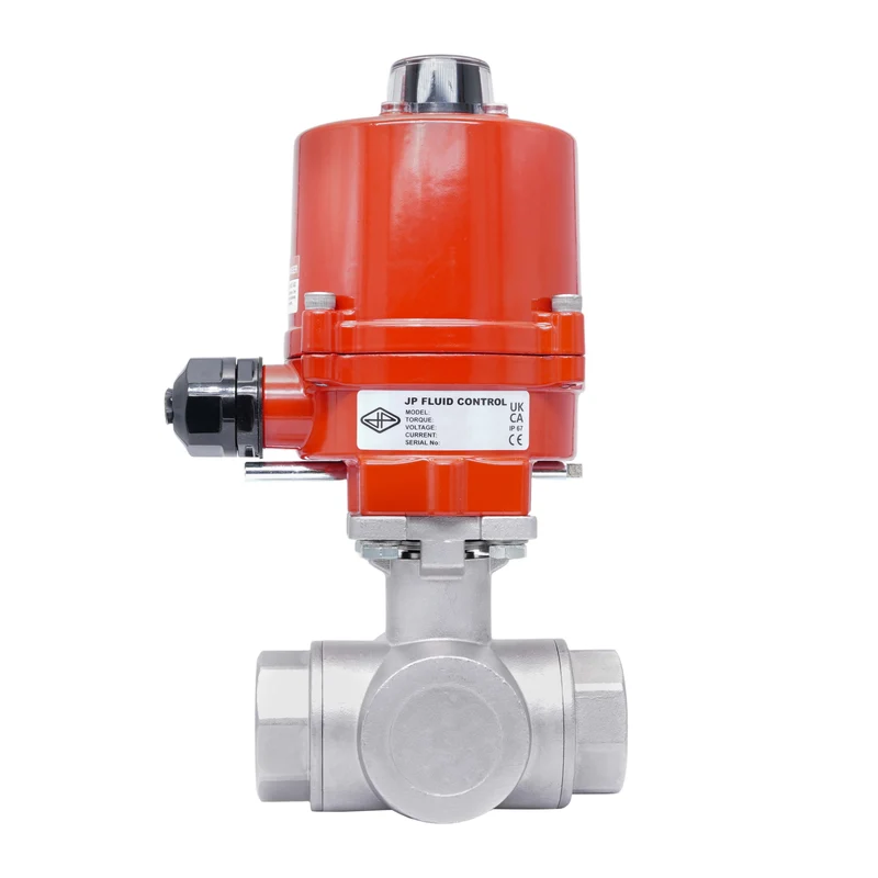 Rp 1'' Vanne à Bille 3 Voies T-Port en Acier Inoxydable avec Actionneur Électrique 24 V AC/DC