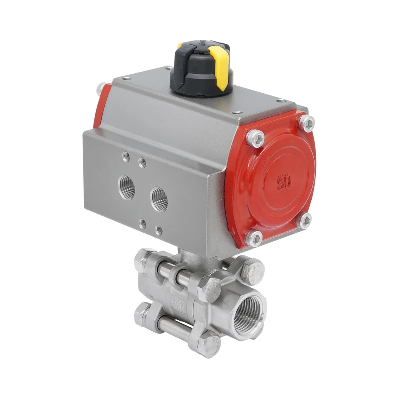 Rp 3/4'' Vanne à Bille 2 Voies en Acier Inoxydable avec Actionneur Pneumatique à Rappel par Ressort, Normalement Fermée