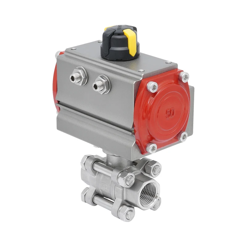 Rp 3/4'' Vanne à Bille 2 Voies en Acier Inoxydable avec Actionneur Pneumatique à Rappel par Ressort, Normalement Fermée